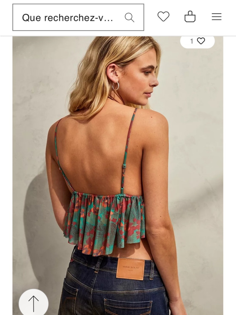Urban Outfitters Lila Ruched Ruffled Cropped Cami. Tropical. Floral. Babydoll. S - Picture 3 of 8
